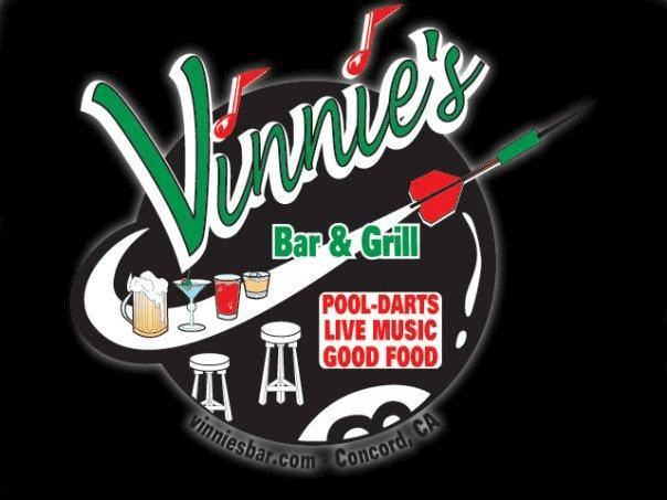 Vinnie's Bar and Grill CA logo black, green and red
